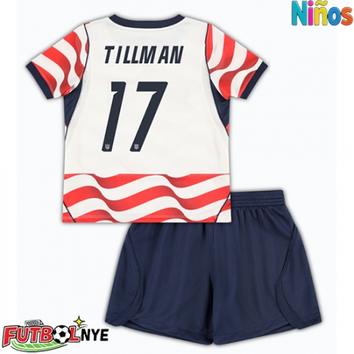 Camiseta Estados Unidos Malik Tillman #17 Primera Equipación para niños Mundial 2026 manga corta (+ pantalones cortos)